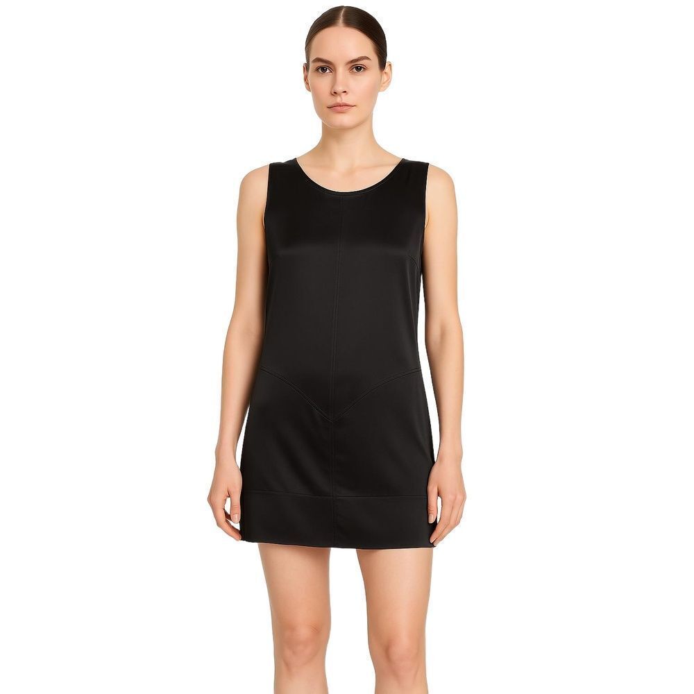 Nellie Partow Black Silk Minimalist Shift Sleeveless Mini Dress Solid Womens M